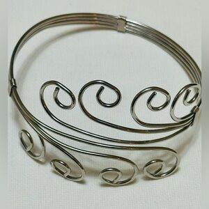 Elegant Arm Cuff Bracelet, Adjustable Boho Silver Swirl